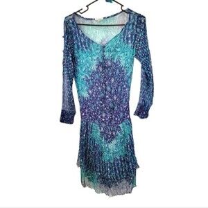 Poupette St. Barth Blue Sheer Silk Mini Dress Size XS